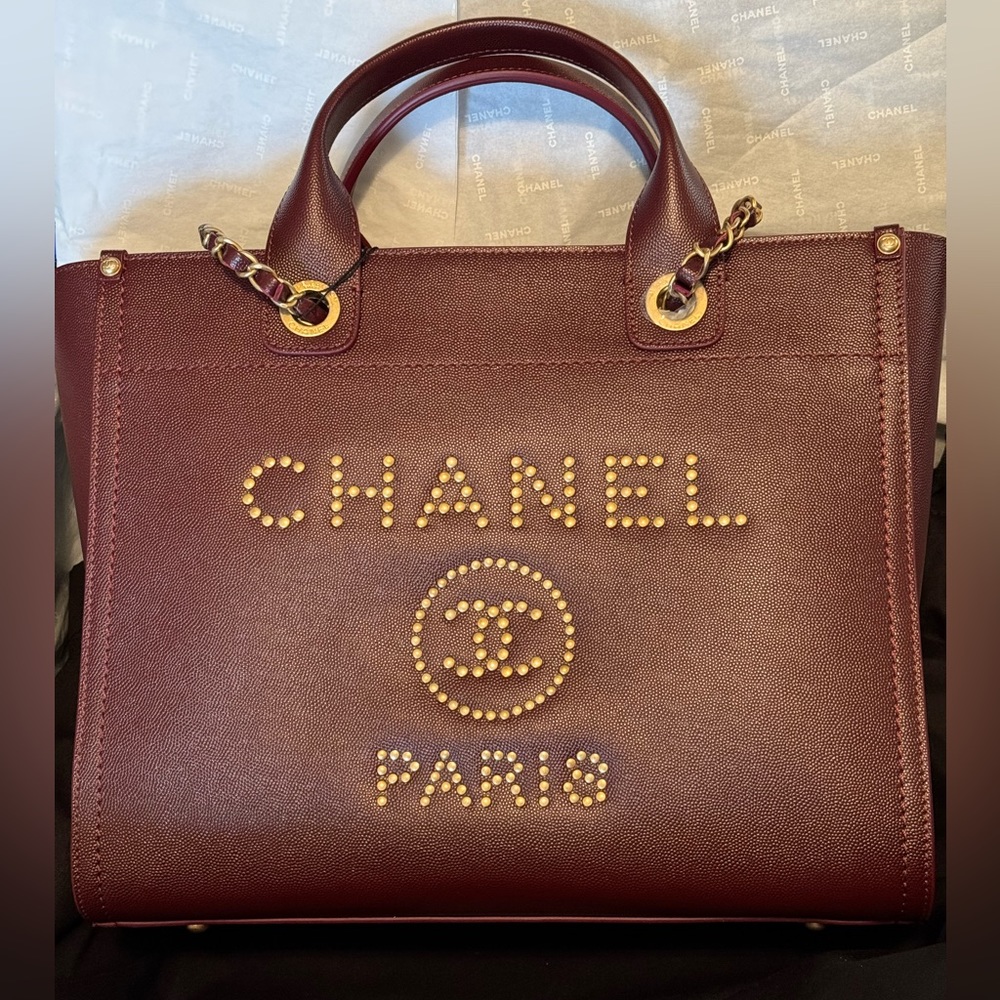 Chanel Caviar Small Studded Deauville Tote